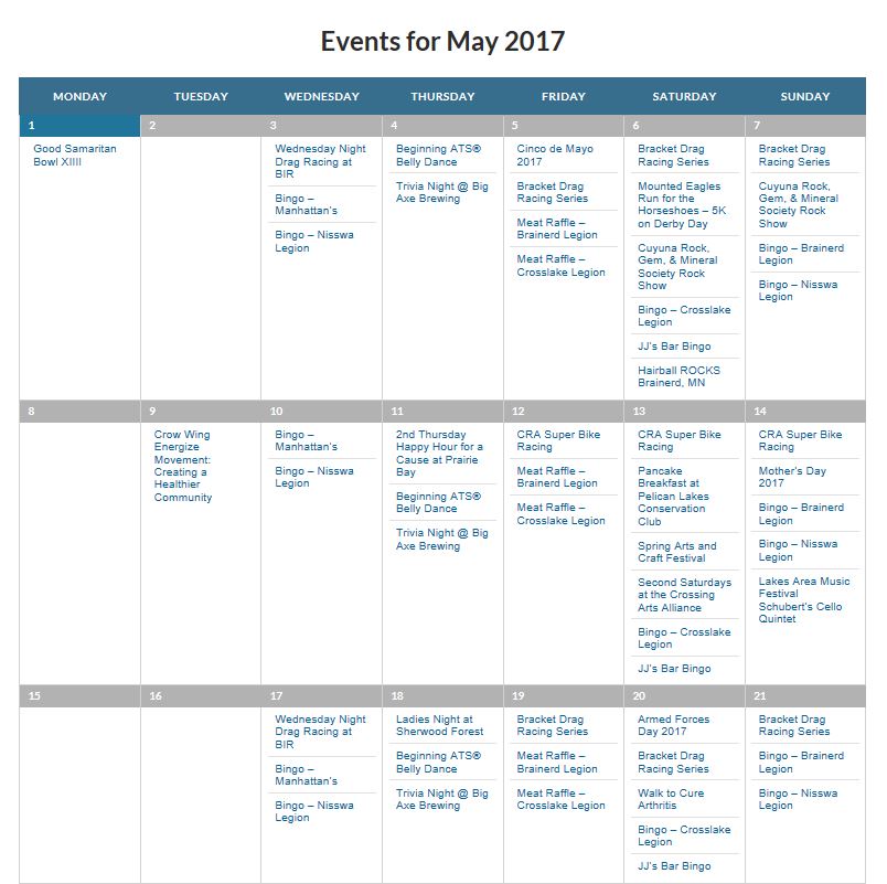 Brainerd Calendar of Events Brainerd MN Events Calendar