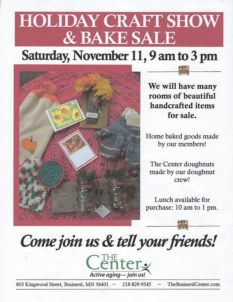 HOLIDAY CRAFT SHOW and BAKE SALE Brainerd MN Lakes Calendar of Events