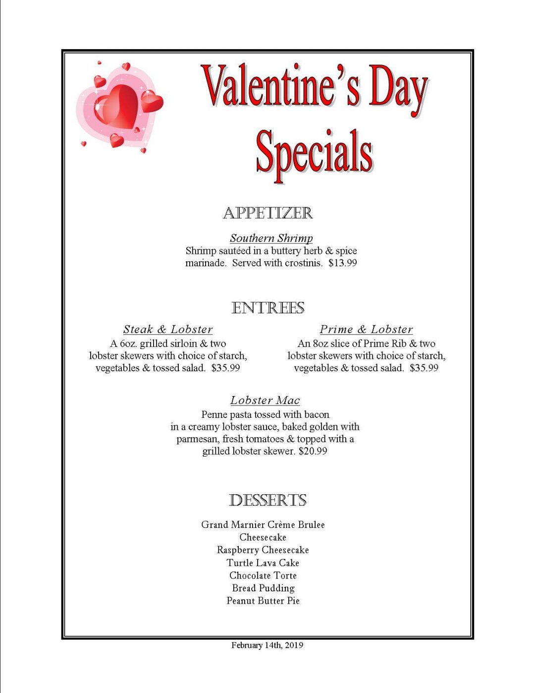 Black Bear Lodge & Saloon’s Valentine’s Day Specials - Events Calendar