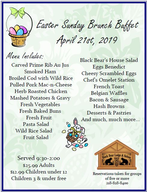 Black Bear Lodge & Saloon Easter Sunday Brunch Buffet - Events Calendar